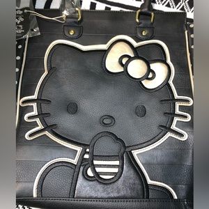 Loungefly X Hello Kitty black/gold/tan leather tote bag